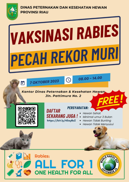 Pemprov Riau Akan Gelar Vaksinasi Rabies Gratis,  7 Oktober Mendatang