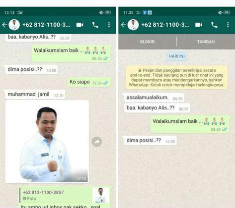 Akun WhatsApp Pj Sekda Pekanbaru Dipalsukan Oknum