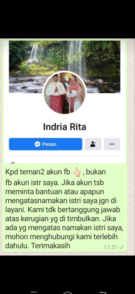 Akun Facebook Palsu Catut Nama Istri Wakil Walikota Pekanbaru