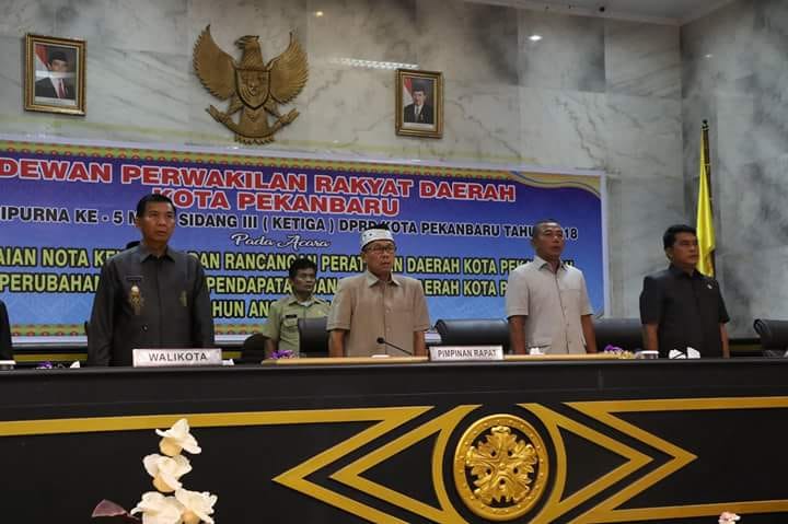 DPRD Gelar Paripurna Penyampaian Nota Keuangan dan Ranperda Perubahan APBD Pekanbaru TA 2018