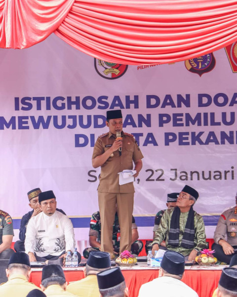 Doa Bersama Pemilu Damai Pekanbaru, Pj Wali Kota Ingatkan Jangan Mudah Terprovokasi
