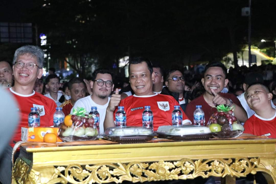Warga Memadati Nobar Timnas Garuda Muda yang Digelar Pj Wako Pekanbaru